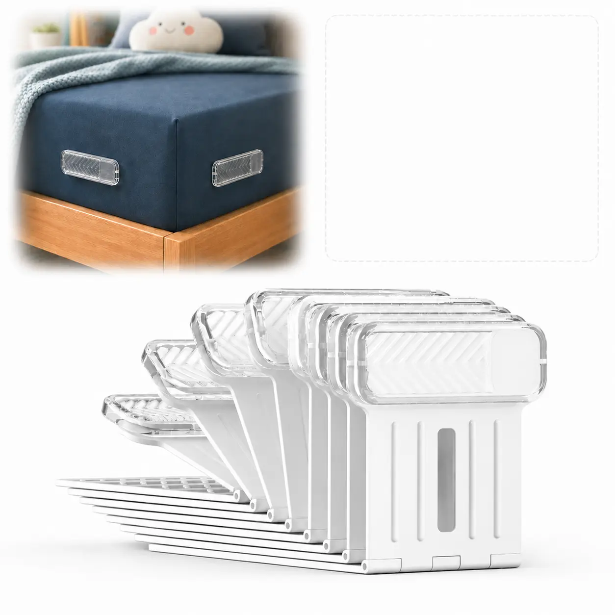 4Pcs Heavy Duty Bed Sheet Holder Boxed Set with Anti-Slip Corner Pads, Universal Fit for All Mattresses, Secure Loose Sheets Firmly, Easy to Install