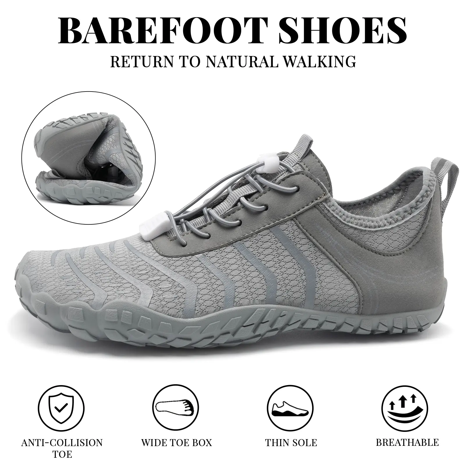 Reazuoy Barefoot Lifestyle Workout Sneakers - Women's Wide Toe Box, 0 Drop Sole, Non-Slip Breathable Lightweight Casual Running Athletic Shoes (2026 Summer)