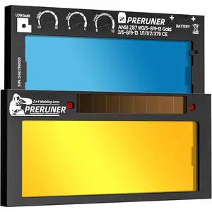 Flex Series Gold Shade 5-13 Auto Darkening Lens 2" x 4 1/4", Lens with Sensitivity & Delay, Cool Blue View for Hoods