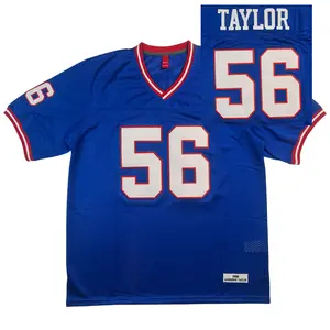 Taylor #56 Men's 90s American Football Shirt V-neck Blue Sweatshirt Mesh Ventilation Daily Rugby Training Matches Big Size Outdoor Sportswear 1986 Old School Stylish Jersey Athletic Activewear M-3XL