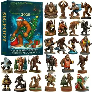 Bigfoot Adventure Calendar Ornaments - 3D Christmas Tree Blind Box Decor, Collectible Holiday Countdown Set
