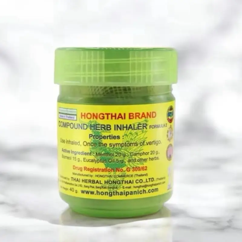 Hong Thai Traditional Thai Herbal Inhaler Aromatherapy Nasal Inhaler with Incense & Herbs for Mood Enhancement Relaxation