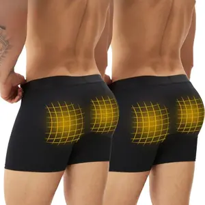 1-2pack Men's Body Shaper Butt Padded Underwear Boxer Briefs Shapewear with Removable Butt Enhancing Pads