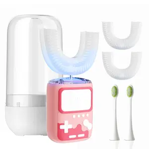 Adult Ultrasonic Electric Toothbrush, 360° Oral Cleaning for Stain & Whitening, IPX7 Waterproof Rechargeable, U-Shape Brush Headx3 + Straight Handle Brush Headx2 + Storage Cupx1 Daily summerwins