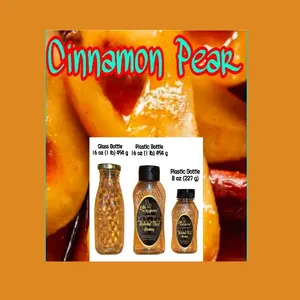 Oh Honey Please Cinnamon Pear Flavor Infused 100% Natural Raw Unfiltered Honey Sweet Honey 8 oz Plastic Bottle Kosher Gluten Free