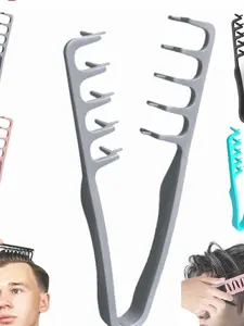 Textured Wide-Tooth Hair Styling Comb, Puffy Curling & Detangling Design, Unisex Daily Styling/hair Care, Hot Styling Tool, Grooming Comb