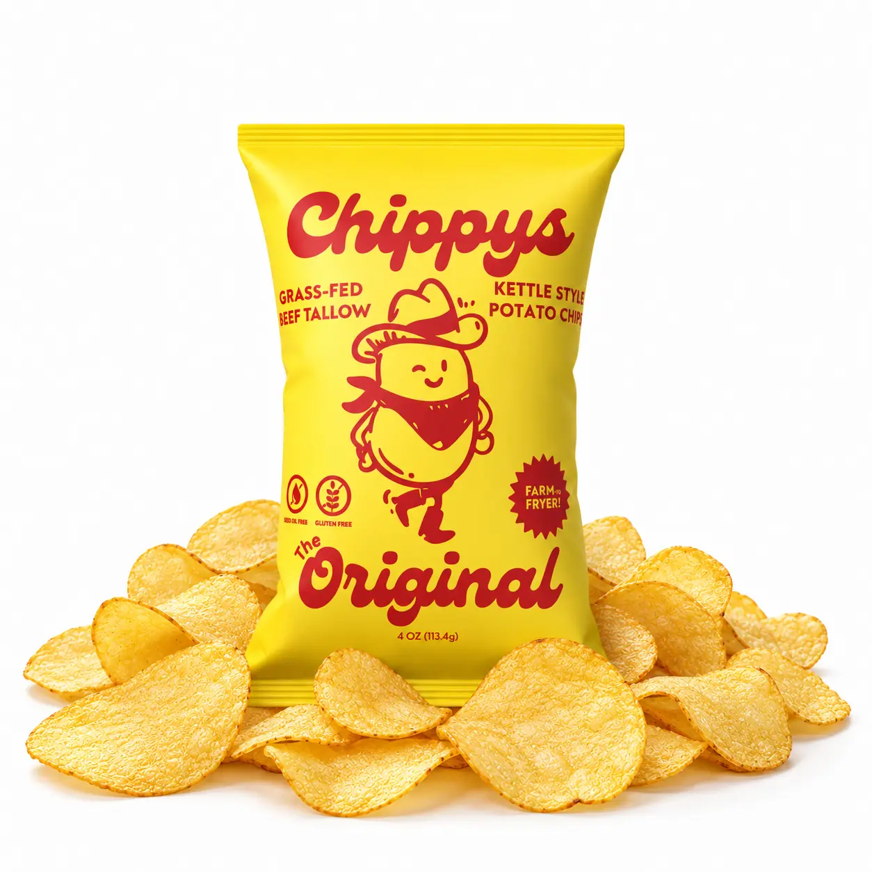 (2-Pack) Chippys - Original Kettle Style Potato Chips - 4 oz (113.4g) - Grass-Fed Beef Tallow - Gluten-Free & Non-GMO