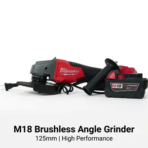 Milwaukee 125mm  Angle Grinder M18 Brushless ,  Max Disc Dia, 33mm Cut Depth, Variable Speed 3500-8500 RPM For Jobsite Use