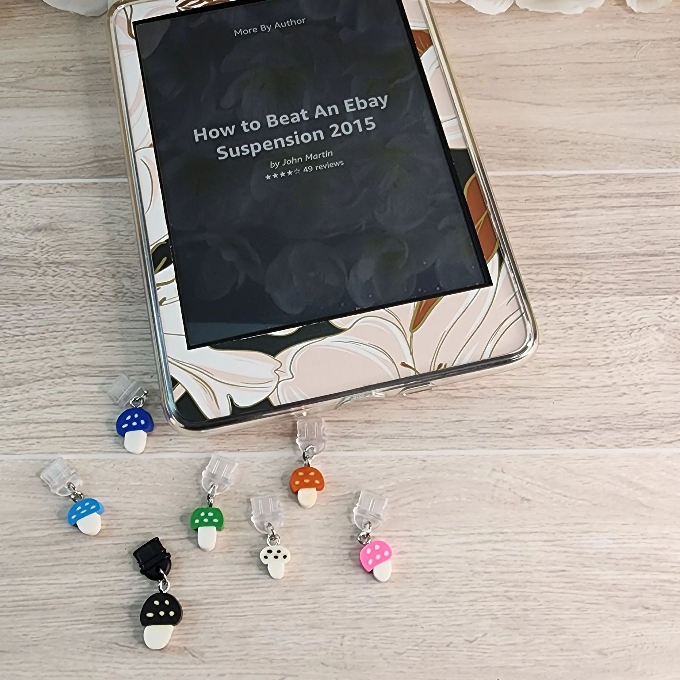Kindle Clay Mushroom Dust Plug Charms/E-Reader Charms/Cell Phone Charm Dangle  Compatible For All Type C & Iphone Devices
