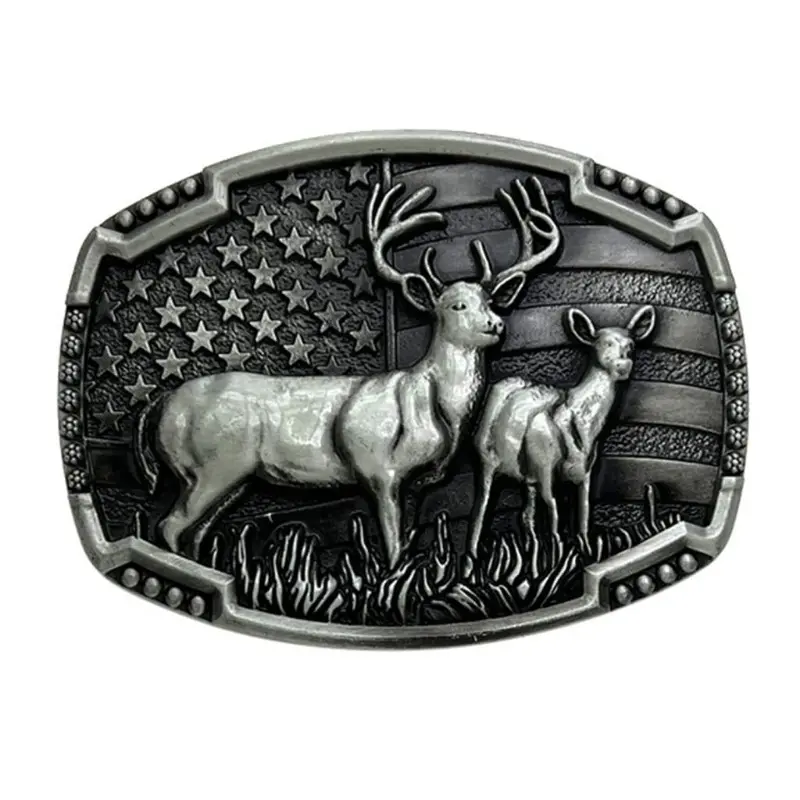 Men's Deer Head Belt Buckle — Cool Western-Style Belt Buckle featuring a Deer Head Design — Cowboy-Style Belt Buckle