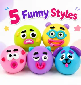 Funny Face Squishy Stress Ball - Cute Soft Sensory Fidget Toy for Kids & Adults, Kawaii Smushers Stress Relief Desk Toy (1/2/5PCS)