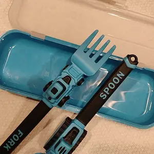 Construction Vehicle Kids Utensil Set, Durable Tableware, 3-Piece Feeding Set with Spoon, Fork & Storage Case, Soft Grip, Dishwasher Safe, Perfect for Travel & Home