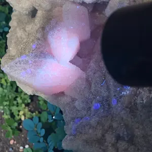 HUGE 14lb UV Reactive Specimen: Manganoan Calcite on Fluorite - Hunan, China