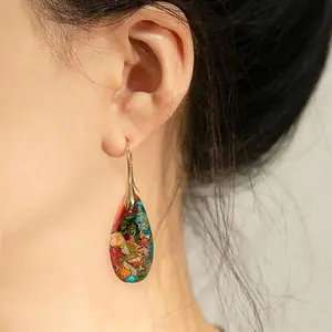 【NewYear2026】Natural Healing Stone Drop Earrings – Fishhook Hoop Dangle Statement Earrings in Gold & Silver Accessory Elegant