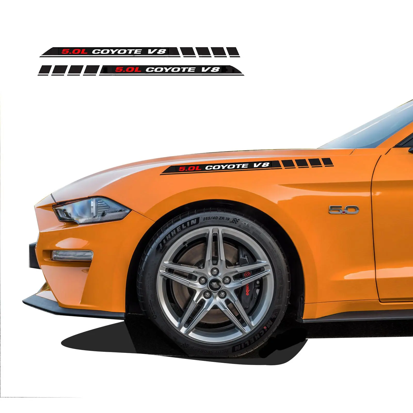 2Pcs Automotive Decals - Car Decorative Sticker, Car Styling Decals for Ford F-150, Mustang GT 5.0L Coyote V8 Hood Emblem, Decal For Cars