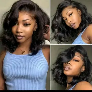 lucy hair 13x4 8 inch Human Human Hair  Density With Natural Hairline Easy Install Drawstring Half Wigs For Beginners Protective Style #