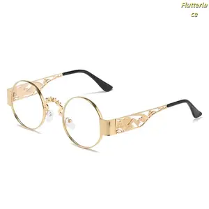 Unisex Vintage Steampunk Glasses – Gold Metal Frame, Ornate Temples, Non-Prescription Gothic Industrial Eyewear, Trendy Fashion Accessory for Office, Parties, Casual, Themed Events & Cosplay