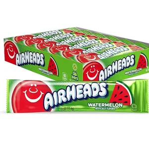 Airheads Candy, Watermelon Flavor, Individually Wrapped Full Size Bars, Taffy, Non Melting, Party, Pack of 36 Bars