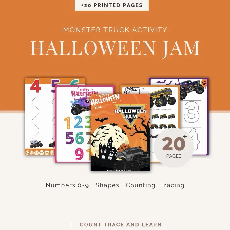 Halloween Monster Truck Numbers 0–9 | Reusable Learning Activity Book