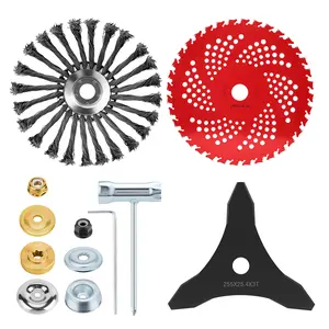 HK 10 Inch Unbreakable Wired Trimmer Blade, 9" x 36 Teeth Carbide Tipped Blade & 10" x 3 Teeth Carbon Steel Brush Cutter Weed Eater Blades with Universal Weed Wacker Adapters