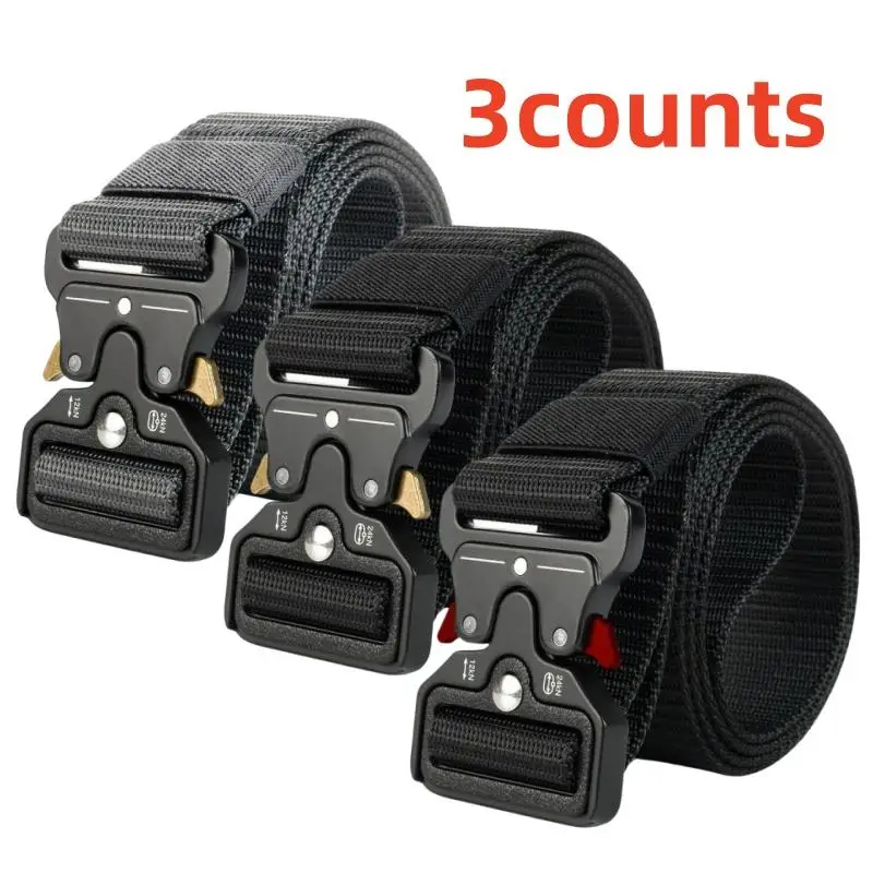 Adjustable Tactical Belt, Outdoor Hunting Battle Survival Nylon Belt, Multifunctional Military Tool Belt for Men, Synthetic