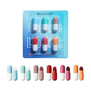 Pill Design Makeup Lipstick Set, 6 Counts/set Mini Capsule  Moisturizing Lip Balm, Glossy Lip Glaze Stick, Portable Tinted Solid Lip Gloss for All Occasions