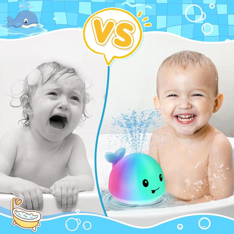 Baby Bath Toys for Kids Ages 1-3, Whale Bath Toy Sprinkler Light up Bath Toys for Babies 6-12 Months, Water Pool Bathtub Toys Toddlers, Newborn Baby Birthday 1 Year Old Boy Toys