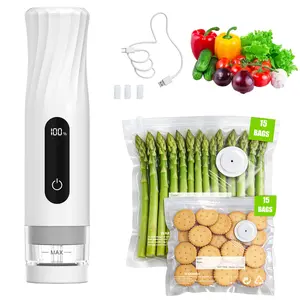 ALLHOPE Compact Vacuum Sealer for Food Storage Portable Handheld Sealer 80kPa Suction 1800mAh Battery 30 Reusable Bags Preserve 5X Freshness Easy Operation