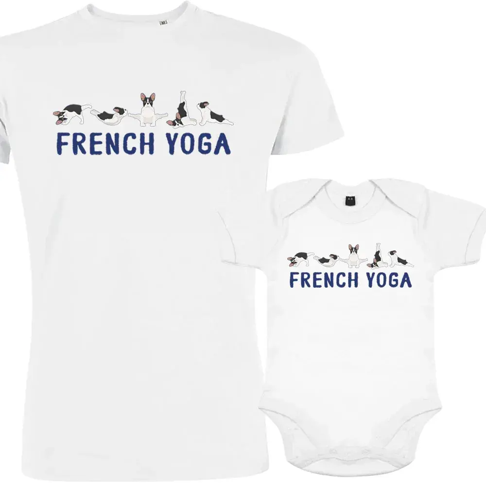 Women's Family Organic Cotton Yoga Clothes Set - 2-Piece Dad-and-Baby Short-Sleeve Onesies Set, Casual