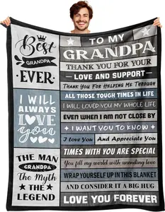 Grandpa Gifts Gifts for Grandpa Gifts for Grandpa Papa Grandparents from Grandkids Granddaughter Grandchridren Best Grandpa Ever Gifts Fathers Day Christmas Birthday Gifts for Grandpa Blanket 50"x60"