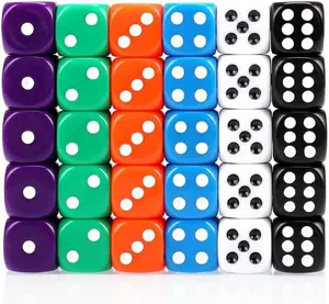 30PCS 6 Sided 16mm 6 Colours Spot Game Dice Set with Rounded Edges for Smoother Rolling, Made of No Harmful Materials