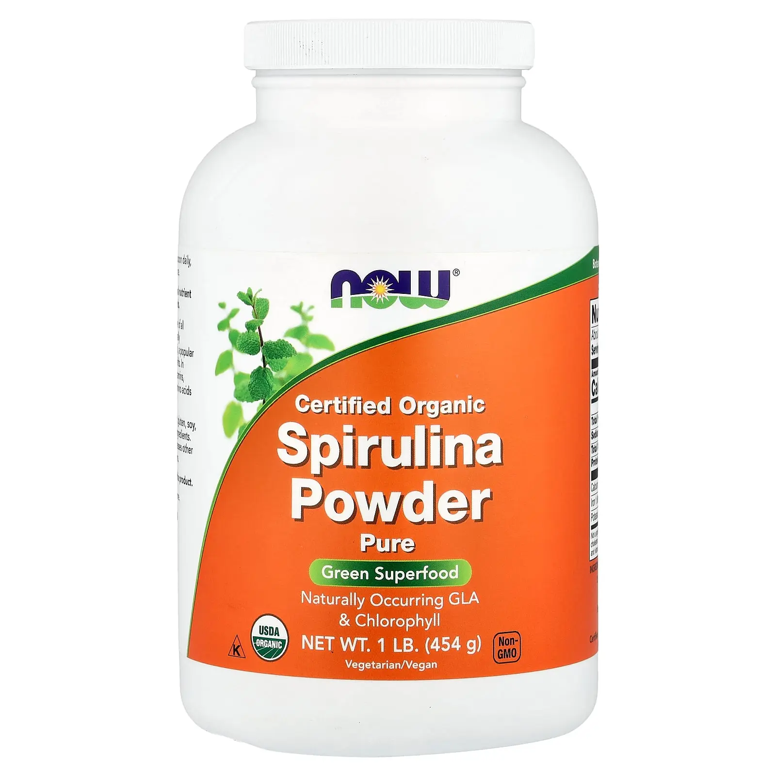 NOW Foods Certified Organic Spirulina Powder, 1 lb (454 g)