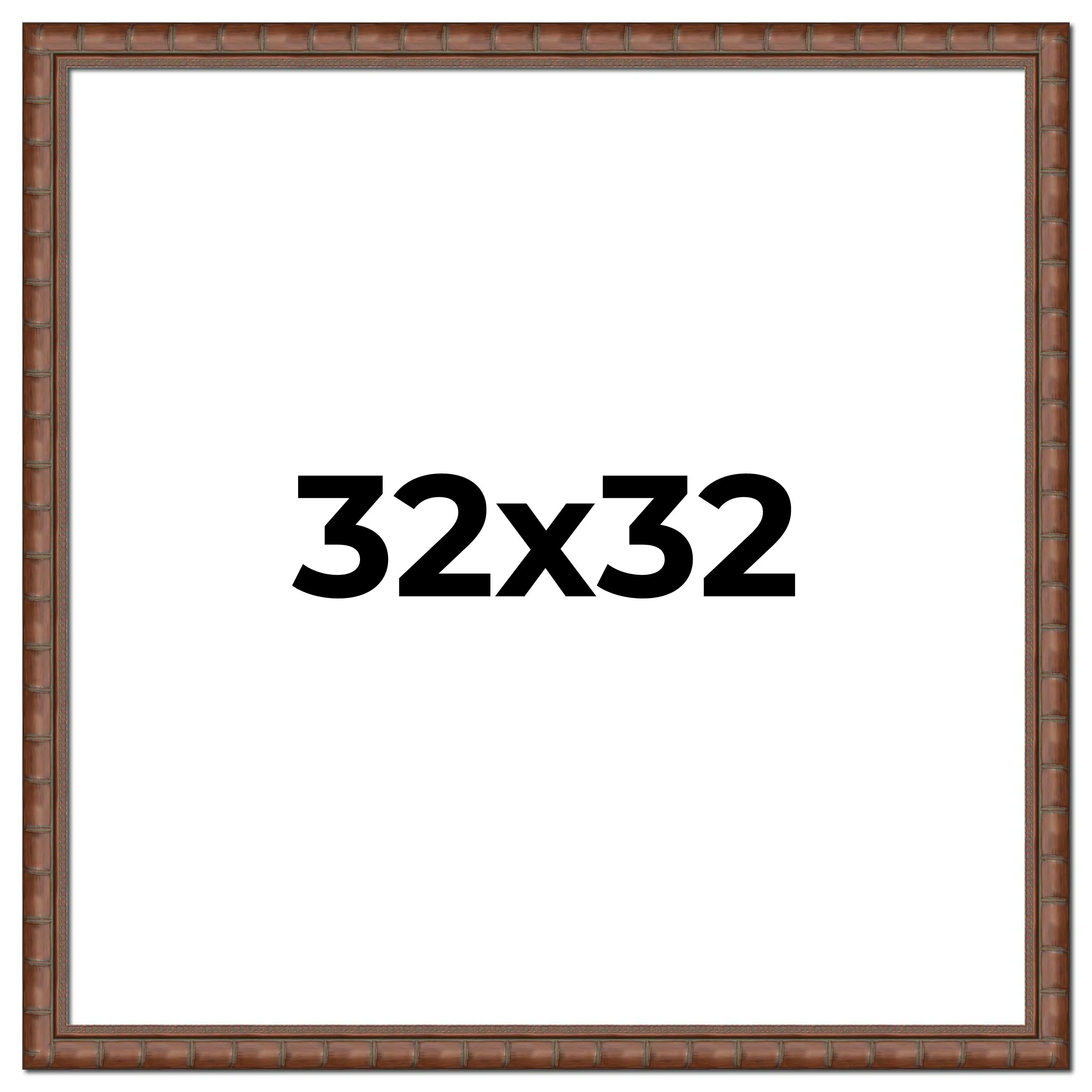 32x32 Brown Modern Bamboo Picture Frame - UV Acrylic, Foam Board Backing, Hanging Hardware