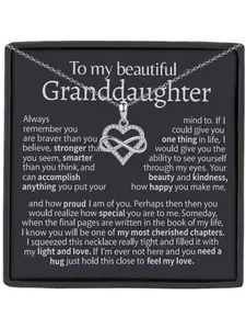 To My Beautiful Infinity Heart Pendant Necklace Gift Boxed with Card, Birthday & Christmas Present for Granddaughter, Love Heart Necklace