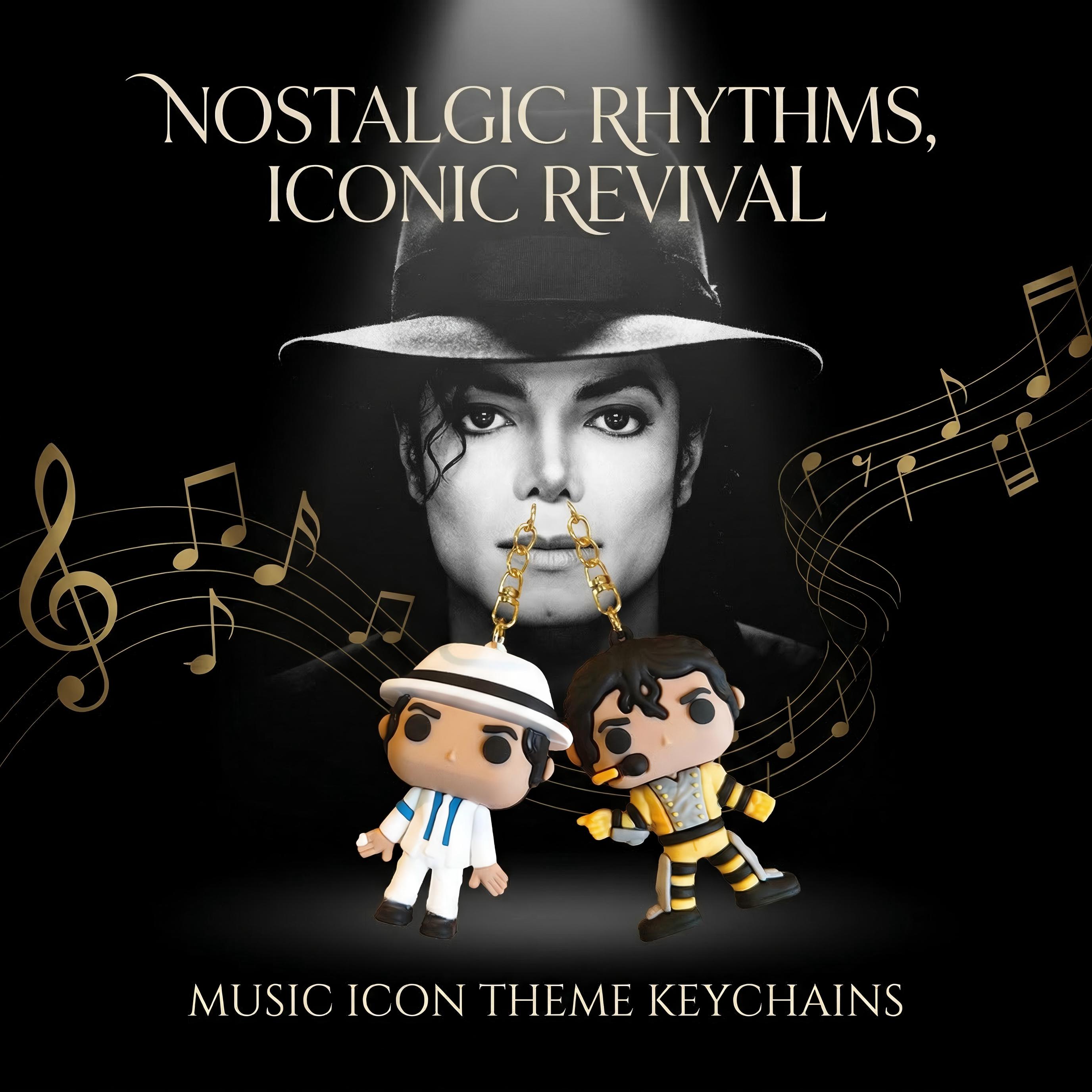 Michael Jackson Keychain, Music Idol Keyring for Claw Machine, Festival Gift, Souvenir