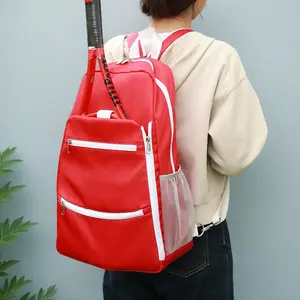 Jusenda 2-in-1 Red Tennis Racket Backpack, Multi-Pocket Water Resistant Tennis Bag, Portable Sports Tennis Backpack for Pickleball Racket, Travel, Gym, Commute