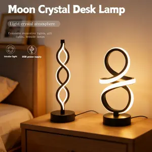 1pc Spiral LED Desk Lamp, Adjustable Three-Color Dimmable Design, Ideal Home Bedroom Table Living Room Office Decor Lighting Gift