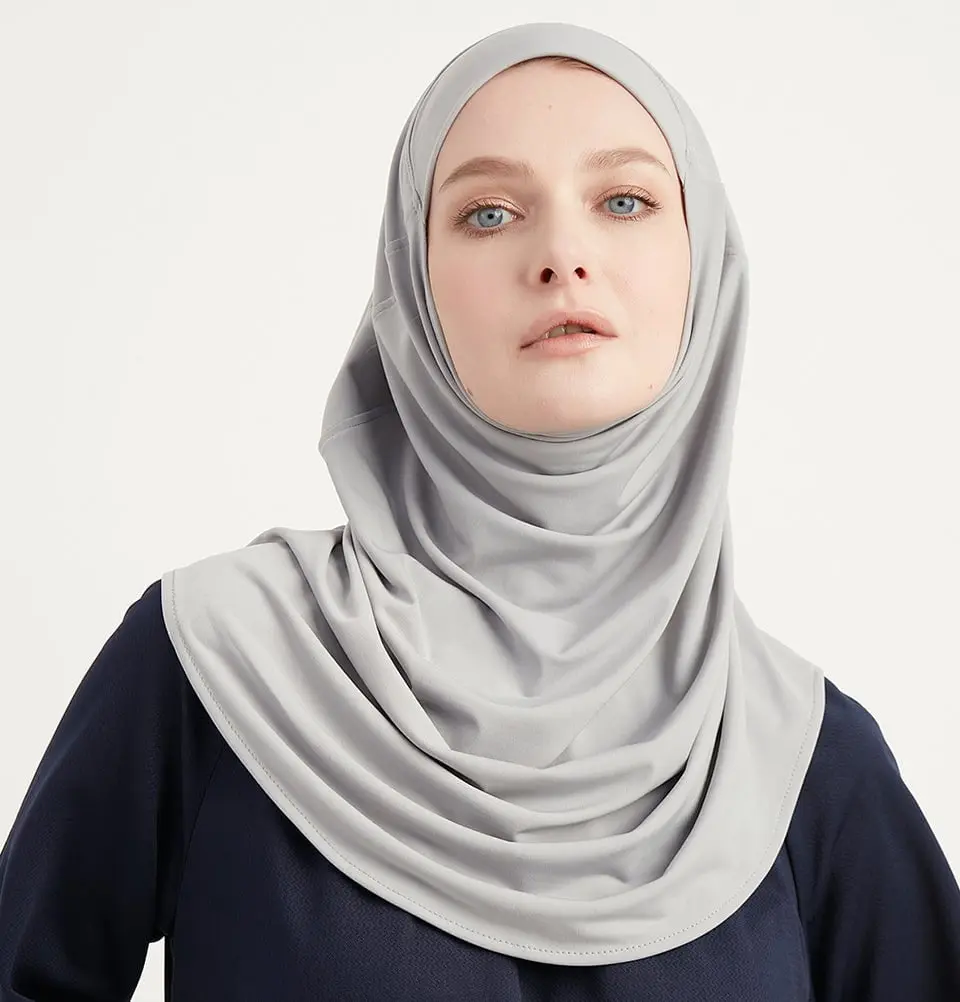 Modefa Premium One Piece Instant Short Hijab - Light Grey