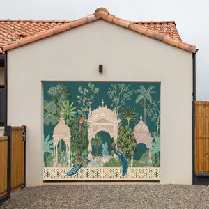 Peacock Garden  Outdoor Garage Door Tapestry - Large Polyester Printed Wall Hanging for Villa, Warehouse, Festival & Everyday Decor