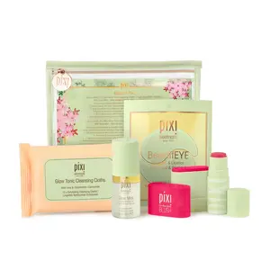 Pixi Best of Pixi - Holiday Edition Skincare & Makeup Kit with Glow Tonic, Hydrating Mist, Blush, LipTreat, and BeautifEYE Patch for Fresh Glowing Skin