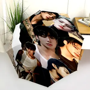 BTS (2) New printed universal umbrella, automatic folding umbrella, portable foldable travel umbrella, outdoor umbrella, Black Friday, Christmas, and birthday gift.