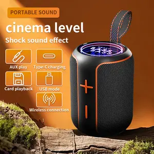 BASS-06 Portable Wireless Speaker Dual Speakers TWS Stereo High-Resolution Audio Supports Memory Cards USB Drives TF Cards FM Built-in Microphone AUX Play Type-C Charging Card Playback USB Mode Wireless Connection