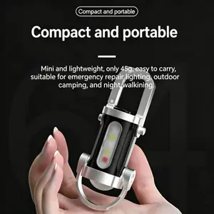 Mini Keychain Light, Ultra-Bright Rechargeable LED Flashlight with Red and Blue Emergency Warning Lights—Portable and Easy to Use, a Travel Essential. Durable and Ideal for Outdoor Camping and Fishing.