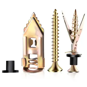 100 count Upgraded Self Drilling Drywall Anchors with Screws Kit(50 Manganese Sheetrock Anchors (0.47X1.18inch), 50 Zinc Plated Screws, 50 Wahser), Metal Expansion Anchors for Wall Decors, No Drill Hole