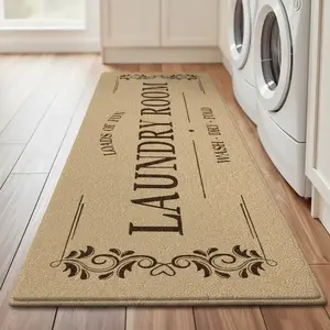 and Wood Grain Laundry Room Carpet, Soft Comfortable Long Mat with Anti-Slip Backing, Machine Washable Rug, Versatile Kitchen Runner Rug for Living Room Bedroom, Decorative Area Rug