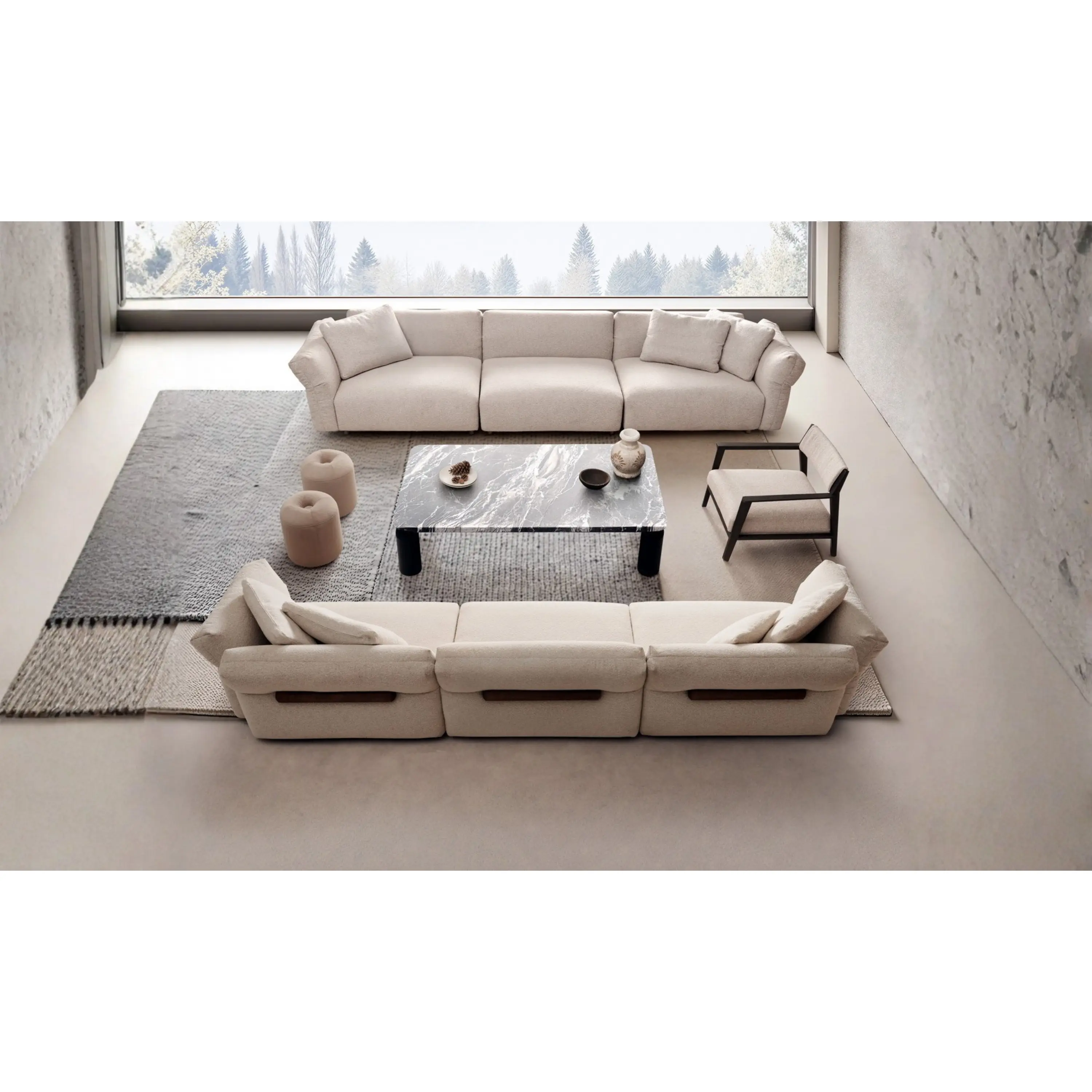 Klaussner Rilasso White Fabric Sloped Arm Sofa with Metal Legs