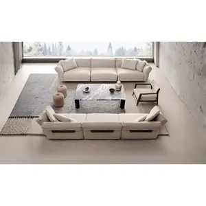 Klaussner Rilasso White Fabric Sloped Arm Sofa with Metal Legs