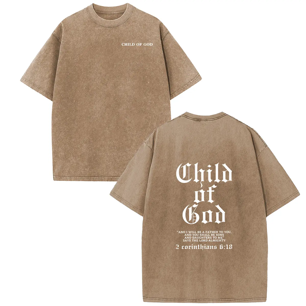 Holafish Oversize Acid Wash Vintage'Child Of God' Pattern T-Shirt