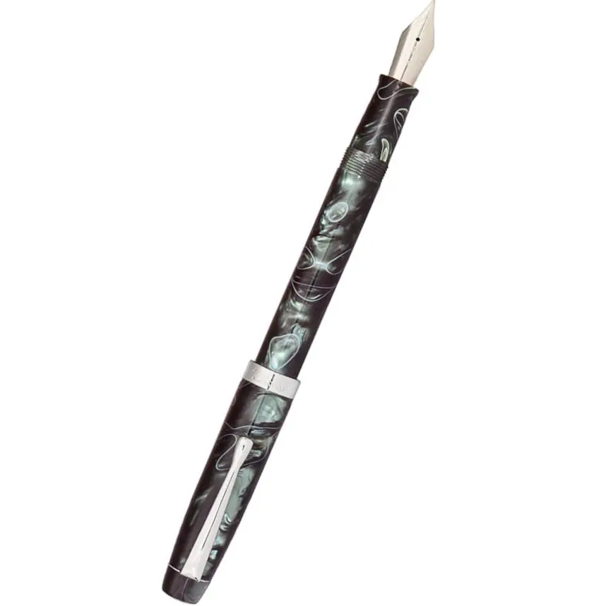 FPR Himalaya V2 Chrome Smooth Writing Fountain Pen - Ultra Flex Extra-Fine Nib, Twist Converter, Metal Clip, Cap Ring for Writing, Calligraphy, Smooth Writing Pen