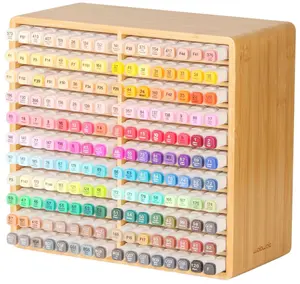 Marker Organizer Hold  Birthday Gifts Bamboo Pen Holder Art Supply Pencil Storage Organizer  Compartments All-in-One Marker Storage for Office Desk